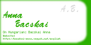 anna bacskai business card